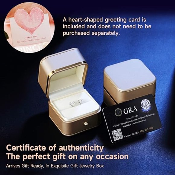 2 ct. Certified D Color VVS1 Moissanite Solitaire Stud Earrings NWB - Picture 9 of 9